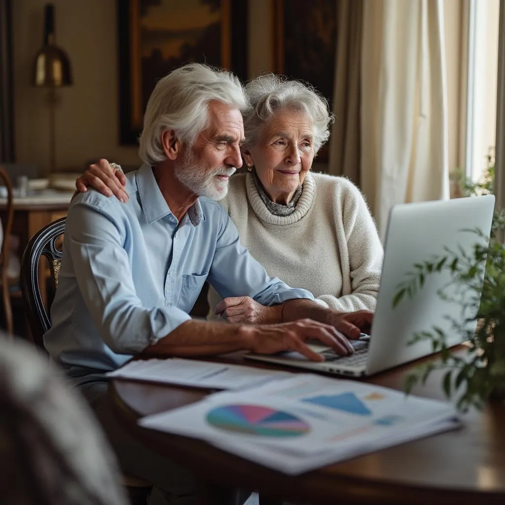 Couple planifiant leur retraite